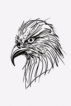 Minimale schwarze Linie Adler Illustration von De Muurdecoratie