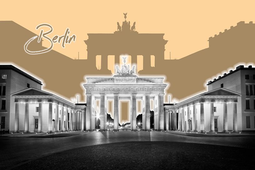 BERLIN Brandenburger Tor | Graphic Art | orange von Melanie Viola