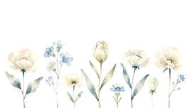 A Bouquet – Wildflowers in Cream and Soft Blue by Kristin M