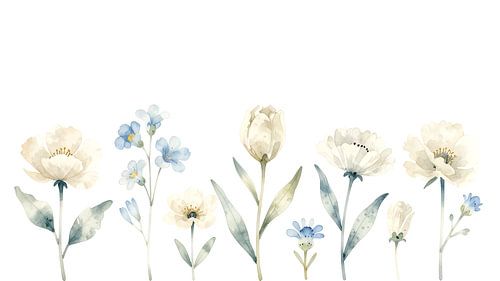 A Bouquet – Wildflowers in Cream and Soft Blue