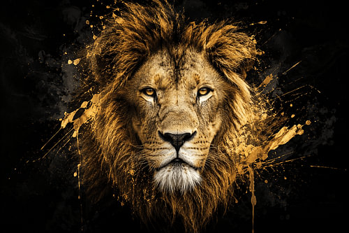 Lion abstrait doré
