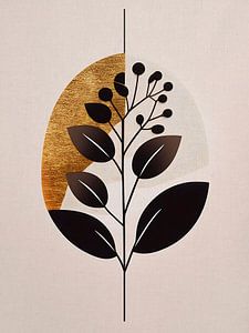 Japanische Kunst: Ruhige botanische Collage