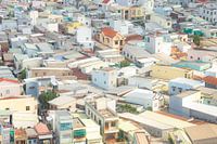 Stad in Vietnam van bovenaf gezien