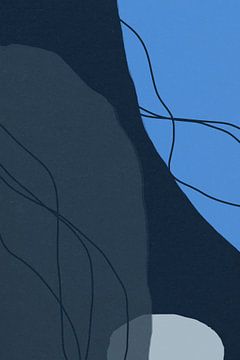 Moderne abstracte minimalistische vormen in blauw, grijs en zwart II van Dina Dankers