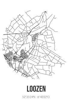 Loozen (Overijssel) | Karte | Schwarz und Weiß von Rezona