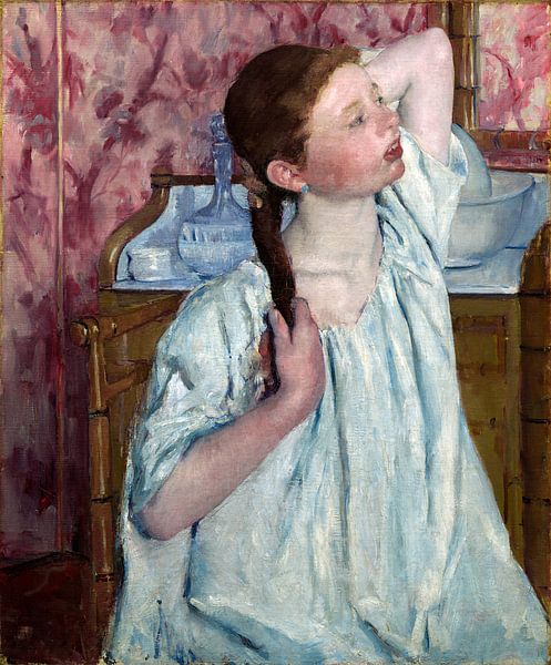Mädchen, ihr Haar, Mary Cassatt von Liszt Collection