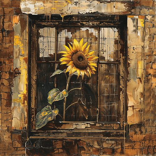 Window Sunflower Lost Place Decay Rust Nature Hope