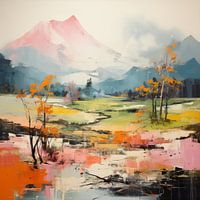 Paysage moderne et abstrait aux couleurs pastel