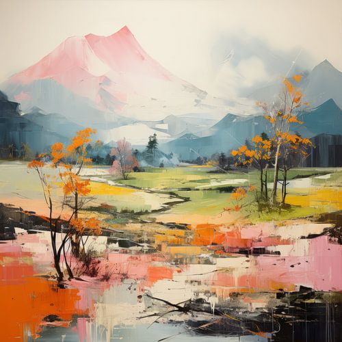 Moderne und abstrakte Landschaft in Pastellfarben