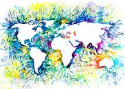 Wereldkaart Kleurrijk Abstract | Aquarel Schilderij van WereldkaartenShop thumbnail