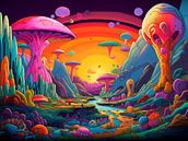Psychedelisch Landschap III van Dreamweaver Designs thumbnail