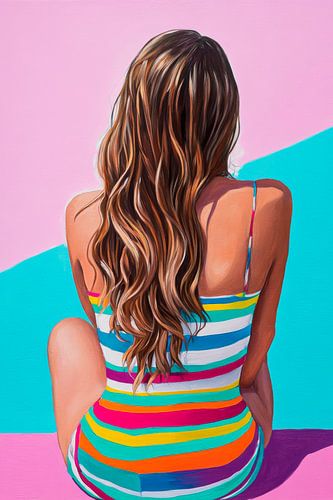 Kleurrijk strandleven in pastelkleuren