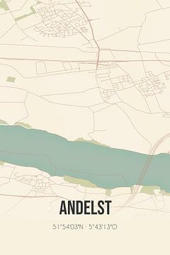 Vintage landkaart van Andelst (Gelderland) van MijnStadsPoster