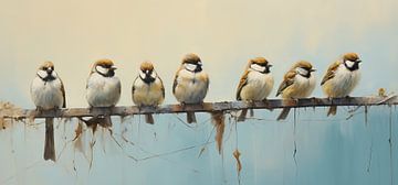 Seven Quiet Sparrows by Blikvanger Schilderijen