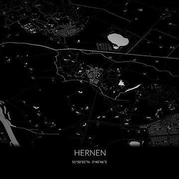 Zwart-witte landkaart van Hernen, Gelderland. van Rezona