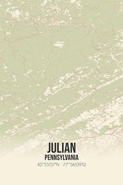 Vieille carte de Julian (Pennsylvanie), USA. sur Rezona