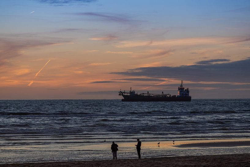 Schip na zonsondergang van Michael Ruland