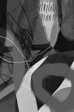 Moderne abstracte minimalistische organische vormen en lijnen in zwart en wit van Dina Dankers