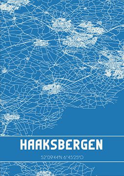 Blauwdruk | Landkaart | Haaksbergen (Overijssel) van MijnStadsPoster