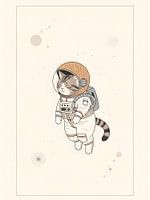 Cartoon Cat Astronaut With Dreaming Expression