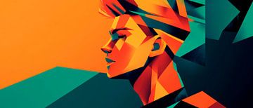 Portrait géométrique aux couleurs vives sur Poster Art Shop