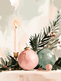 Candlelit Pastel Christmas Ornaments by Mosaic Dialogue