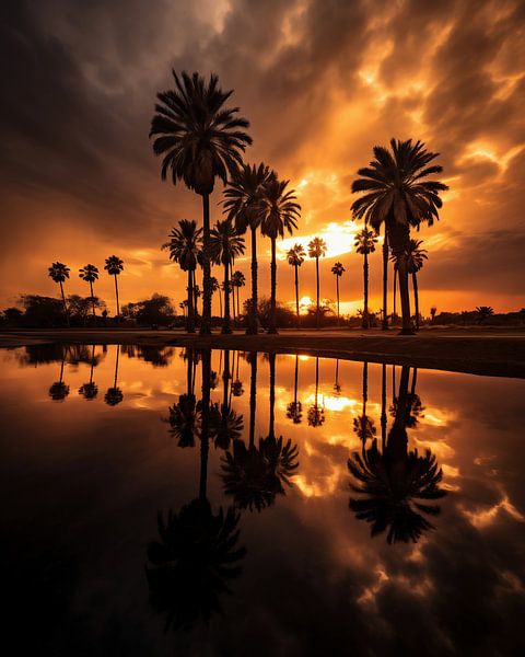 Palmbomen op het strand van fernlichtsicht