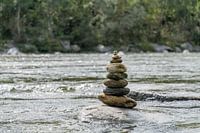 Stacked stones in a river