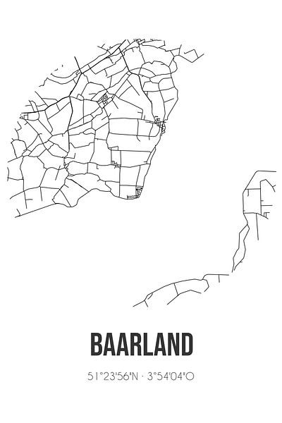 Baarland (Zeeland) | Map | Black and white by Prints of Place