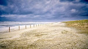 Tempête le long de la côte avec les dunes, la plage et la mer du Nord sur eric van der eijk