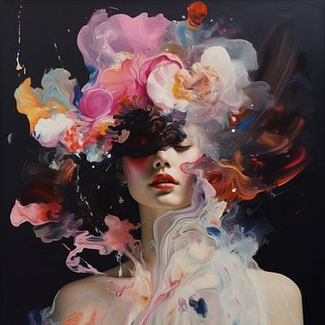 Abstract portrait "Colorful dreams" by Carla Van Iersel