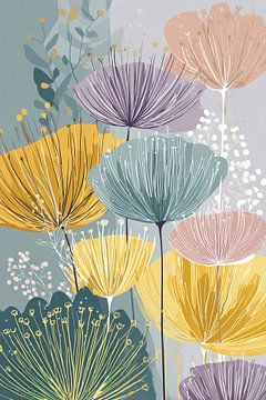 Nature morte florale joyeuse et colorée sur Studio des Fleurs