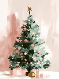 Pastel Christmas Tree with Golden Star by Mosaic Dialogue