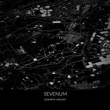 Carte en noir et blanc de Sevenum, Limbourg. sur Rezona