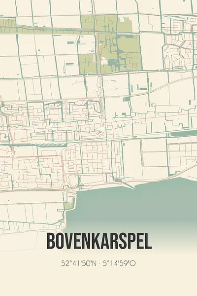 Alte Karte von Bovenkarspel (Nordholland) von Ortsdrucke