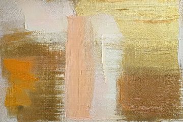 Modern Abstract in Goud, Zalmroze en Terracotta - 1 van Studio Pieternel
