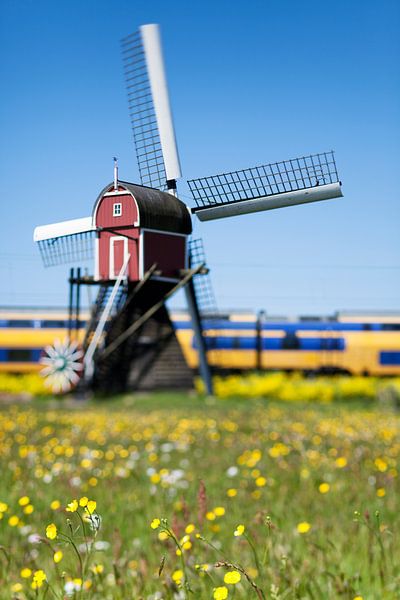 Molen in Hollandse polder van Raoul Suermondt