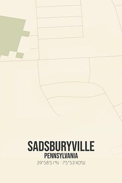 Carte ancienne de Sadsburyville (Pennsylvanie), USA. sur Rezona