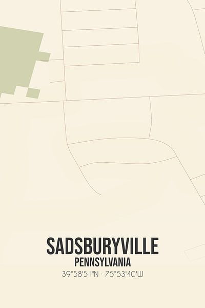Vintage map of Sadsburyville (Pennsylvania), USA. by Prints of Place