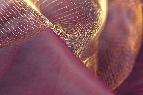 Gold on purple - filigree mesh on soft fabric