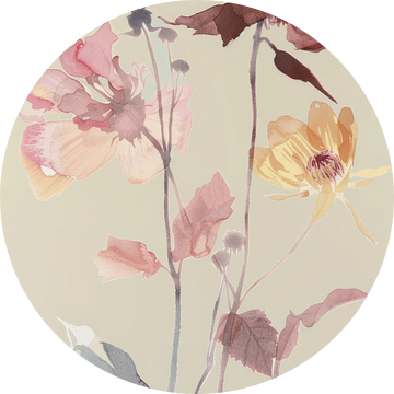 Veldbloemen in pastelkleuren van Japandi Art Studio