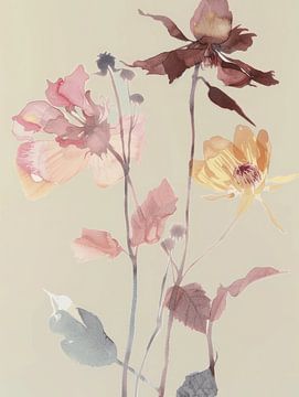 Field flowers in pastel colours by Japandi Art Studio