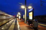 Trein uit Utrecht passeert station Houten Castellum. van Margreet van Beusichem thumbnail