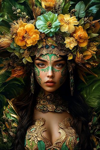 Mystieke NatuurgodinNatuurgodin met Maori Tāmoko no.3