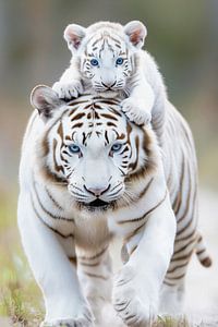 Weißer Tiger mit sanfter Stärke