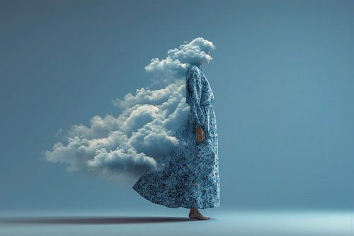 art abstrait surréaliste femme avec nuages sur Egon Zitter