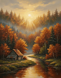 Autumn Valley in gouden licht van Regan Frederick