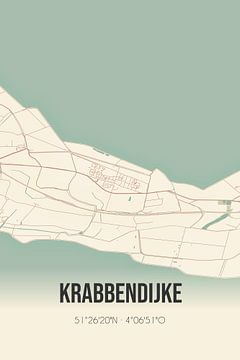 Vintage map of Krabbendijke (Zeeland) by Rezona