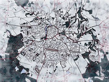 Map of Freiberg with the style 'White Winter' by Maporia