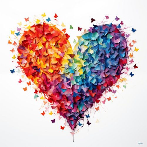 Coeur papillon arc-en-ciel